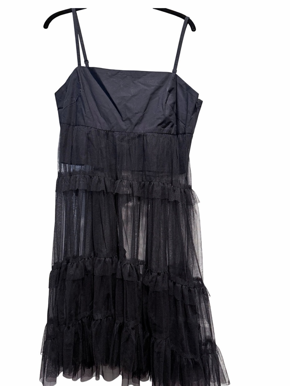 NWT Anthropologie Black Tiered Organza Slip Dress - Picture 1 of 6